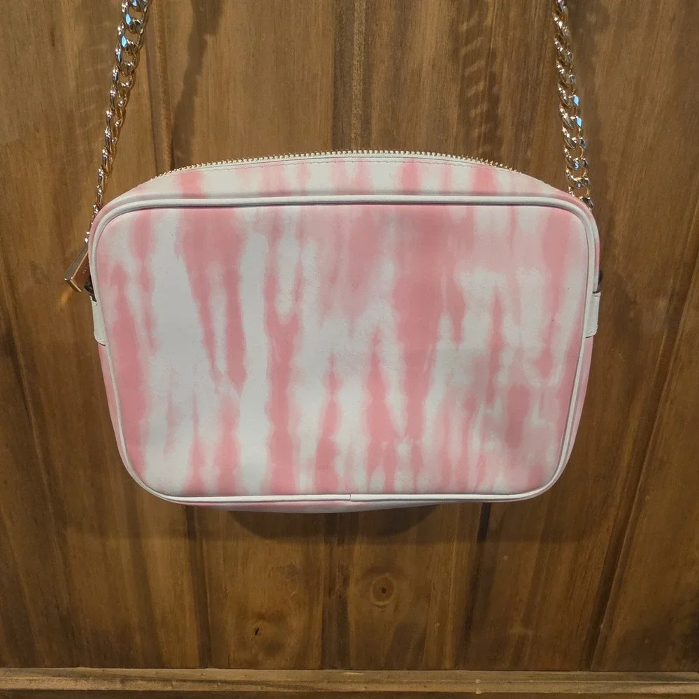 Michael Kors‎ Jet Set East West Crossbody Bag Womens Pink White Tie-Dye Leather
